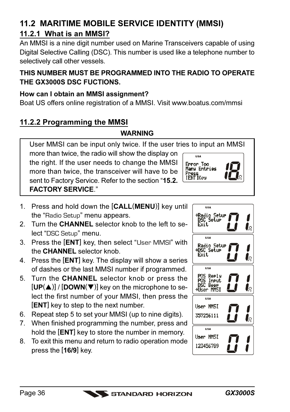 2 maritime mobile service identity (mmsi) | Standard Horizon MATRIX GX3000S User Manual | Page 36 / 100