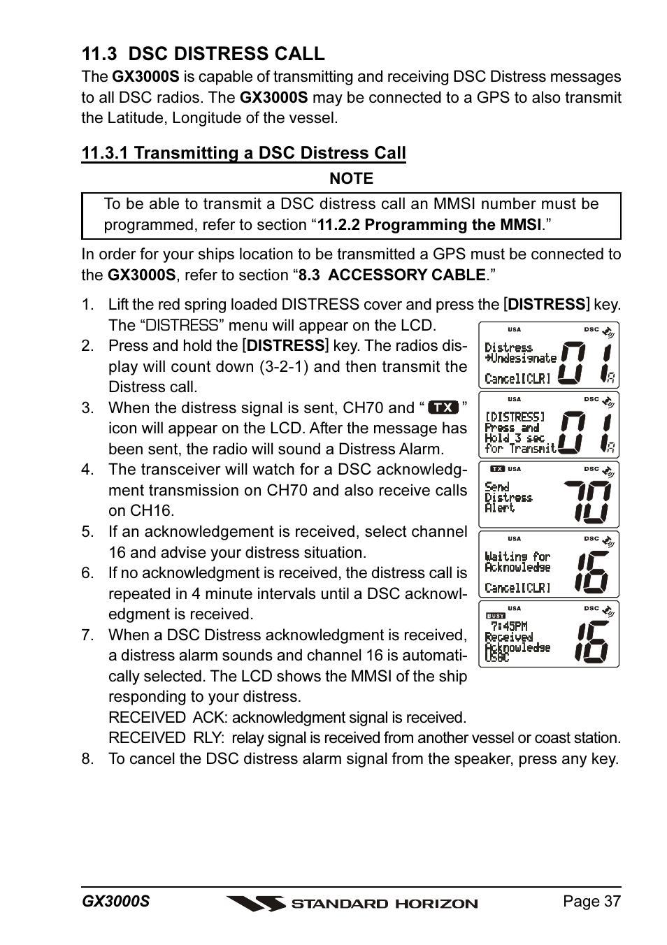 3 dsc distress call | Standard Horizon MATRIX GX3000S User Manual | Page 37 / 100