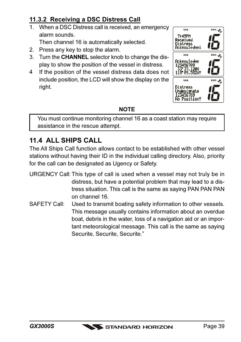 4 all ships call | Standard Horizon MATRIX GX3000S User Manual | Page 39 / 100