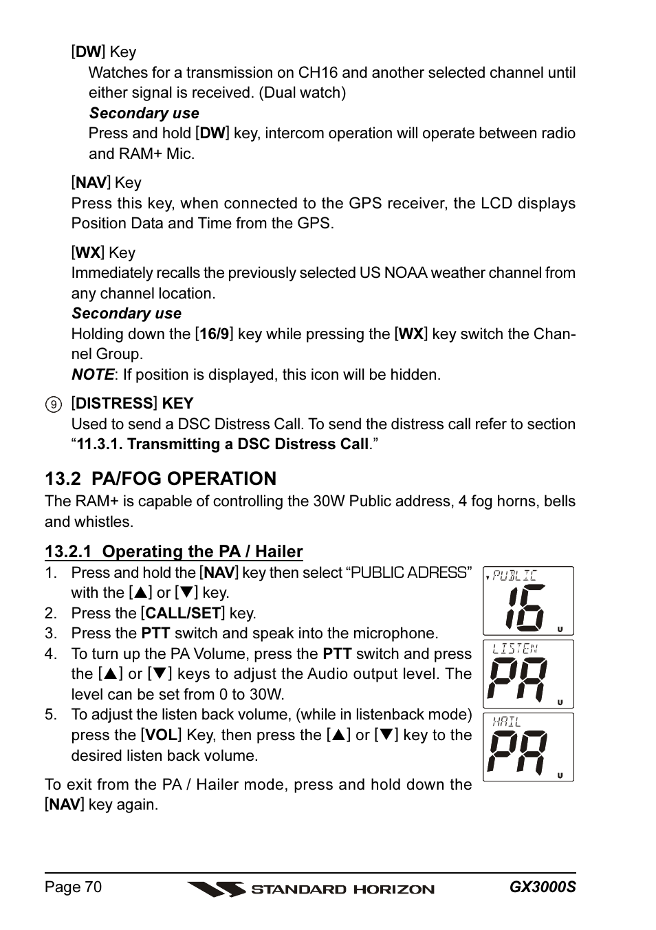 2 pa/fog operation | Standard Horizon MATRIX GX3000S User Manual | Page 70 / 100