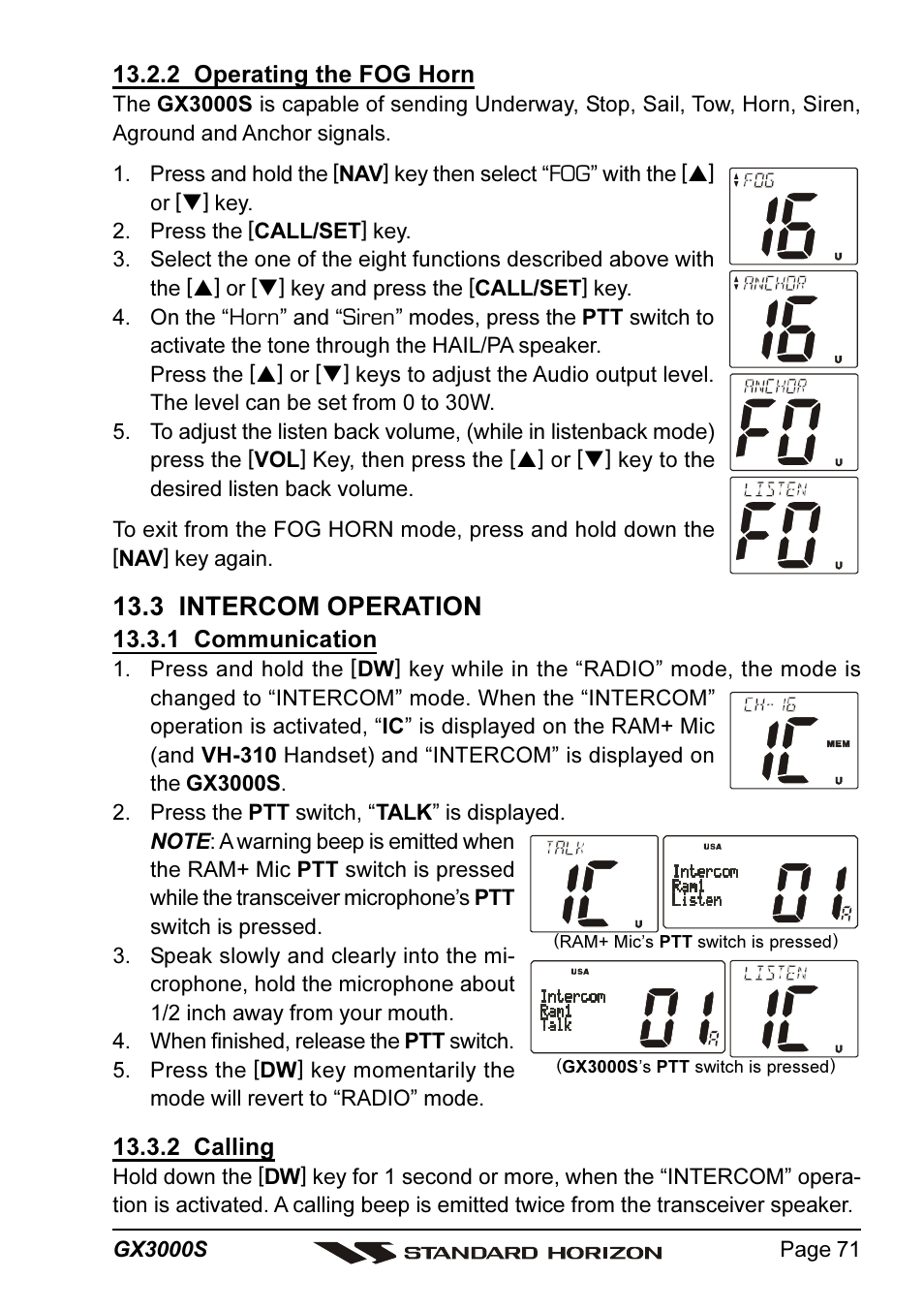 3 intercom operation | Standard Horizon MATRIX GX3000S User Manual | Page 71 / 100