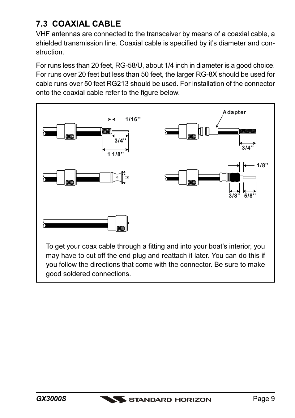 3 coaxial cable | Standard Horizon MATRIX GX3000S User Manual | Page 9 / 100