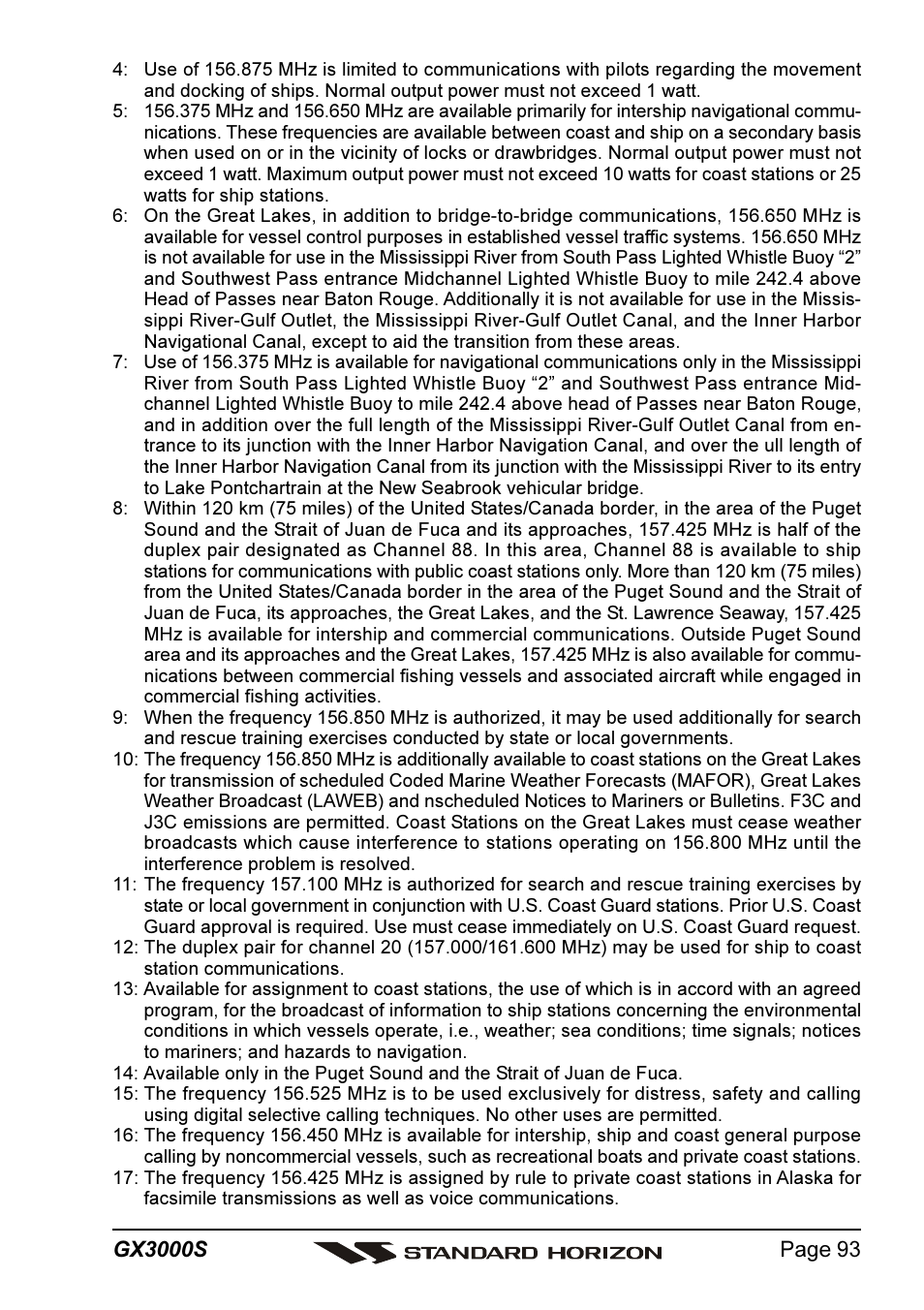 Standard Horizon MATRIX GX3000S User Manual | Page 93 / 100