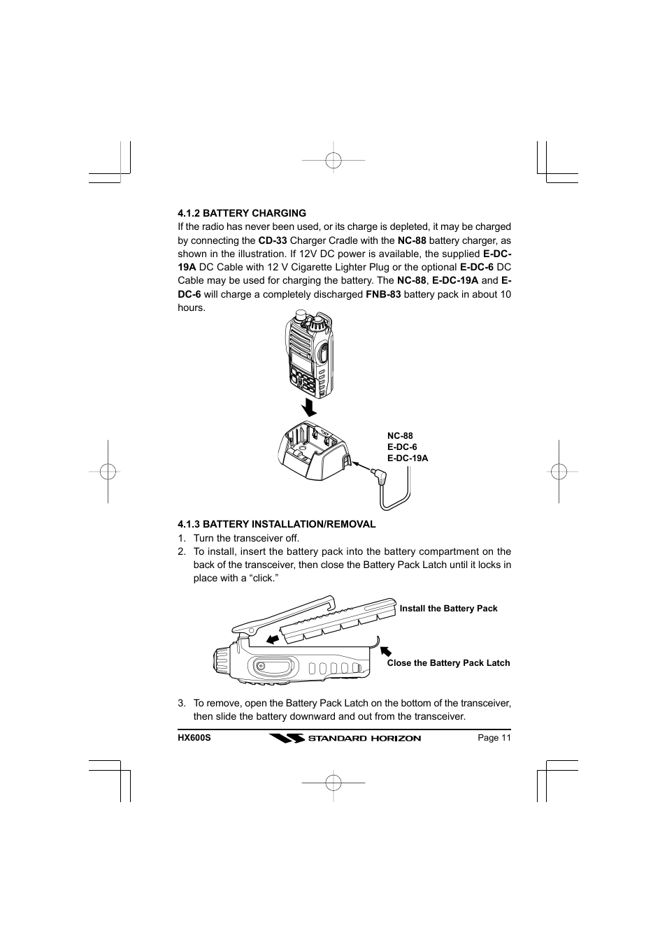 Standard Horizon VHF/FM Marine Handheld Transceiver HX600S User Manual | Page 13 / 56