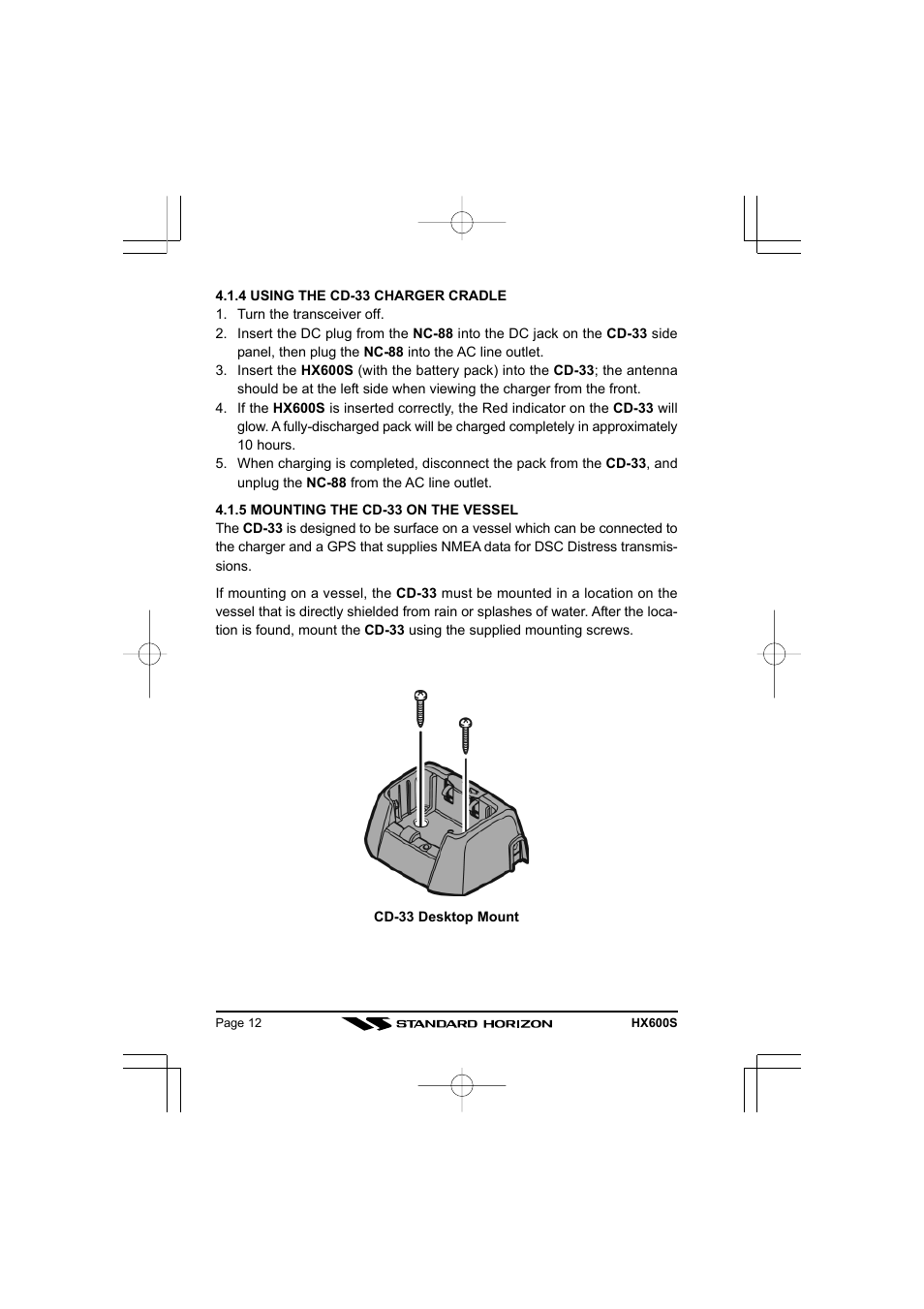 Standard Horizon VHF/FM Marine Handheld Transceiver HX600S User Manual | Page 14 / 56