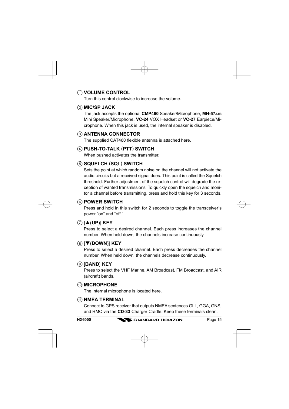 Standard Horizon VHF/FM Marine Handheld Transceiver HX600S User Manual | Page 17 / 56