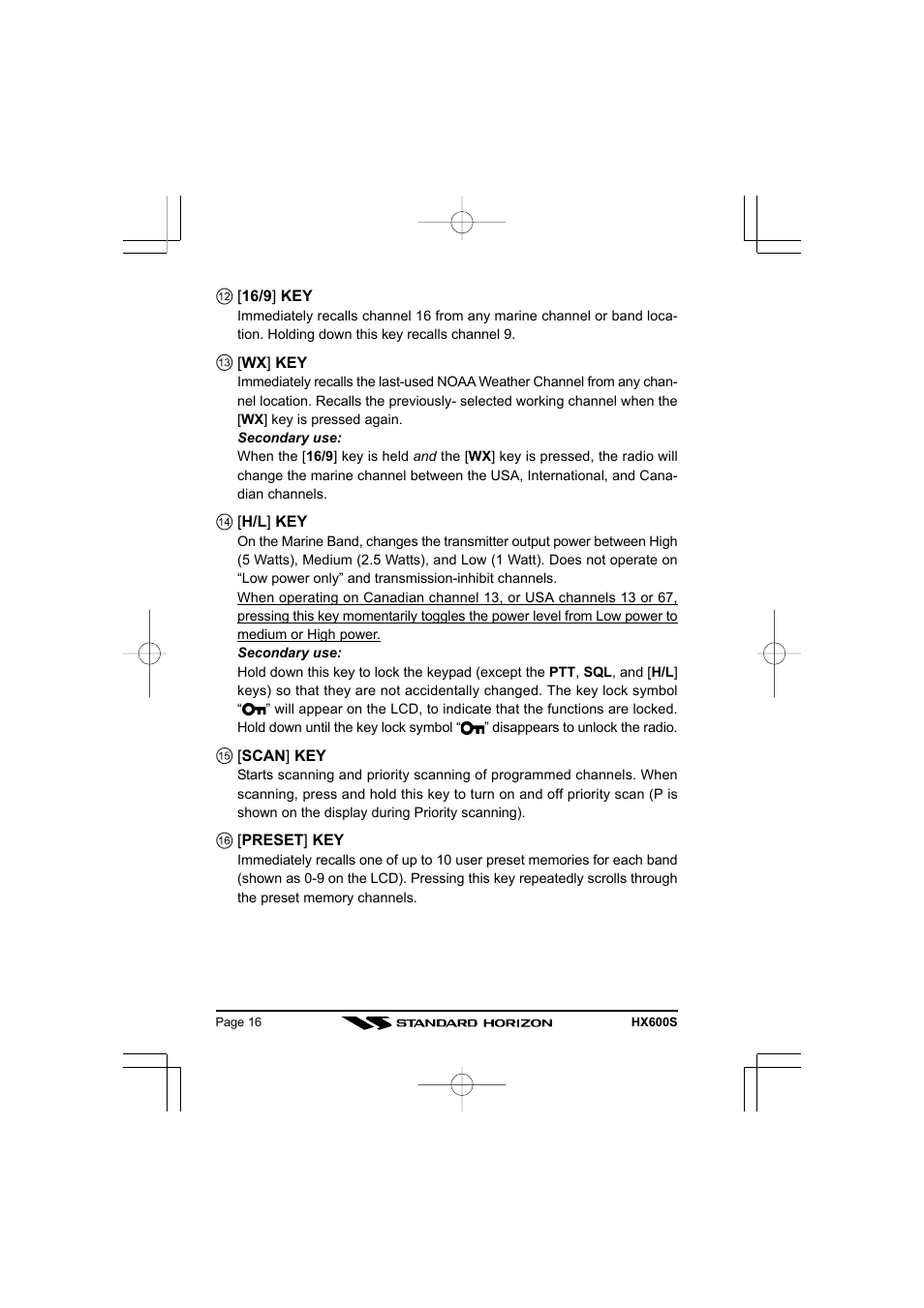 Standard Horizon VHF/FM Marine Handheld Transceiver HX600S User Manual | Page 18 / 56
