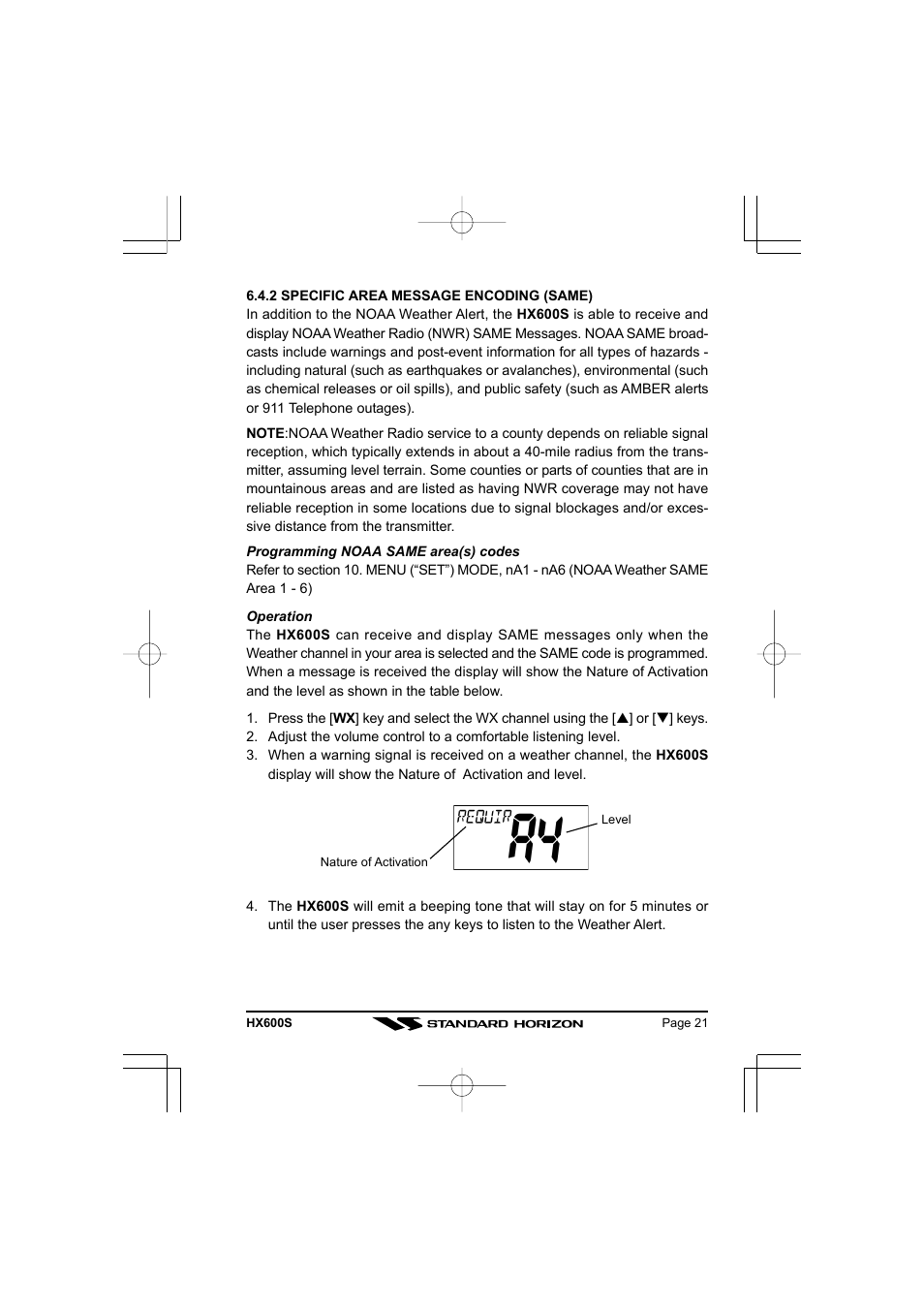 Standard Horizon VHF/FM Marine Handheld Transceiver HX600S User Manual | Page 23 / 56