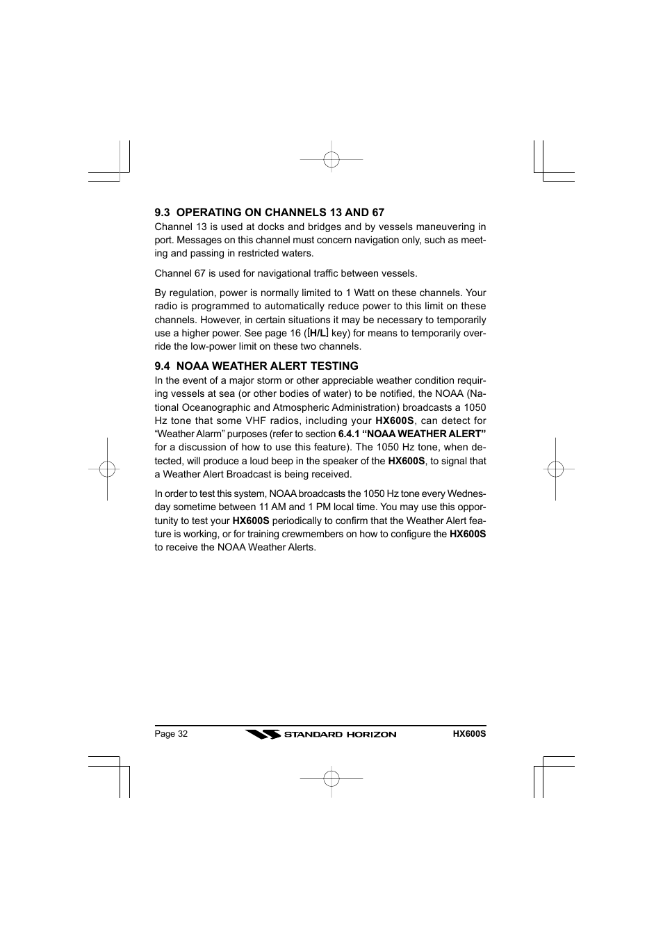 Standard Horizon VHF/FM Marine Handheld Transceiver HX600S User Manual | Page 34 / 56