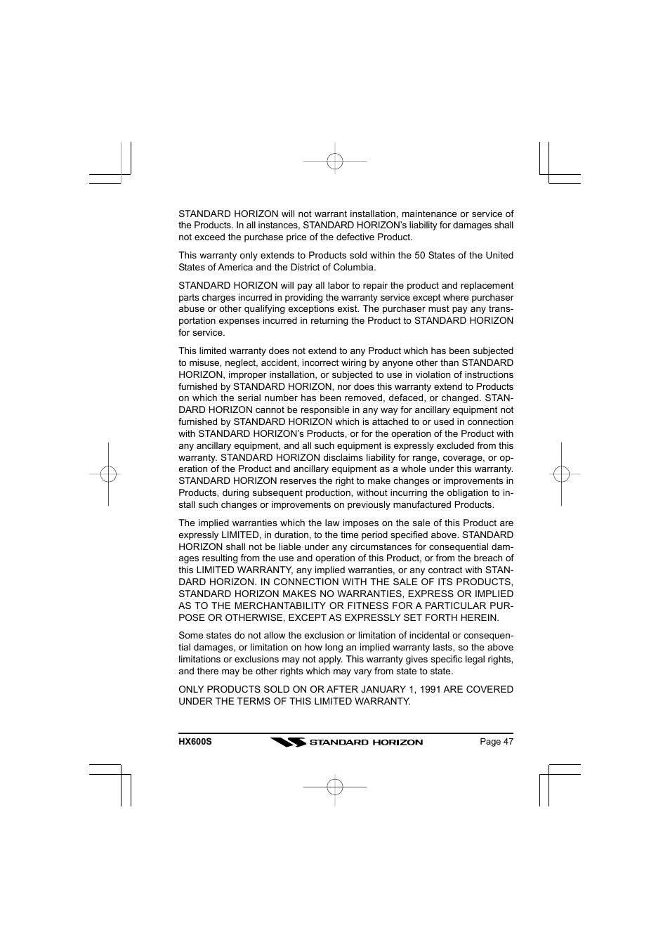 Standard Horizon VHF/FM Marine Handheld Transceiver HX600S User Manual | Page 49 / 56