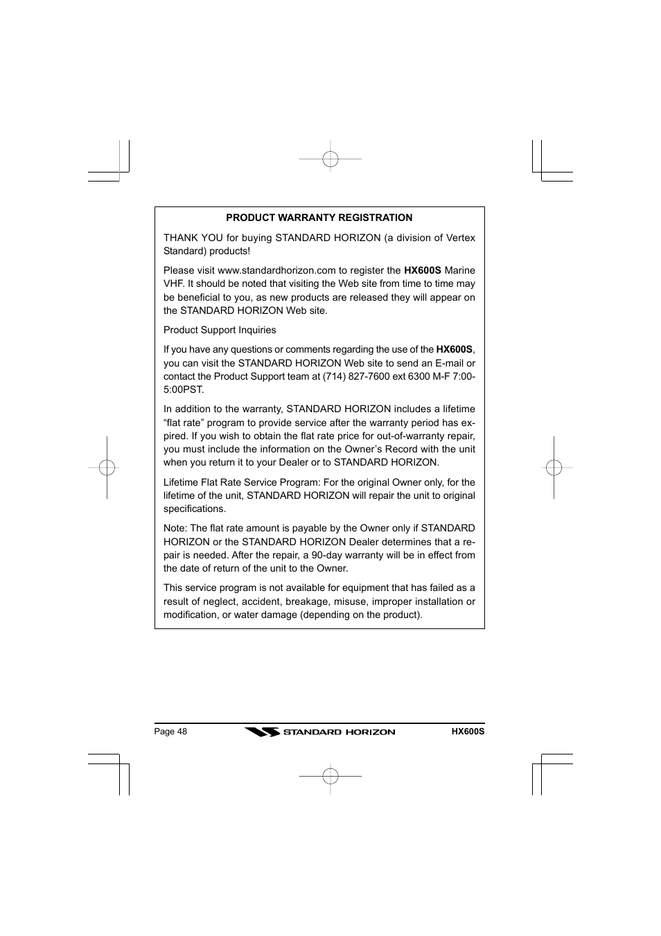 Standard Horizon VHF/FM Marine Handheld Transceiver HX600S User Manual | Page 50 / 56