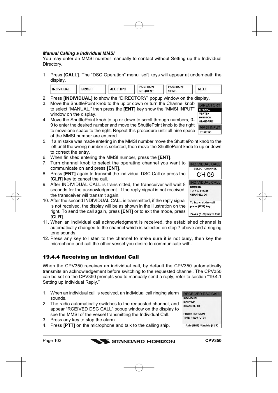 Standard Horizon CPV350 User Manual | Page 102 / 144