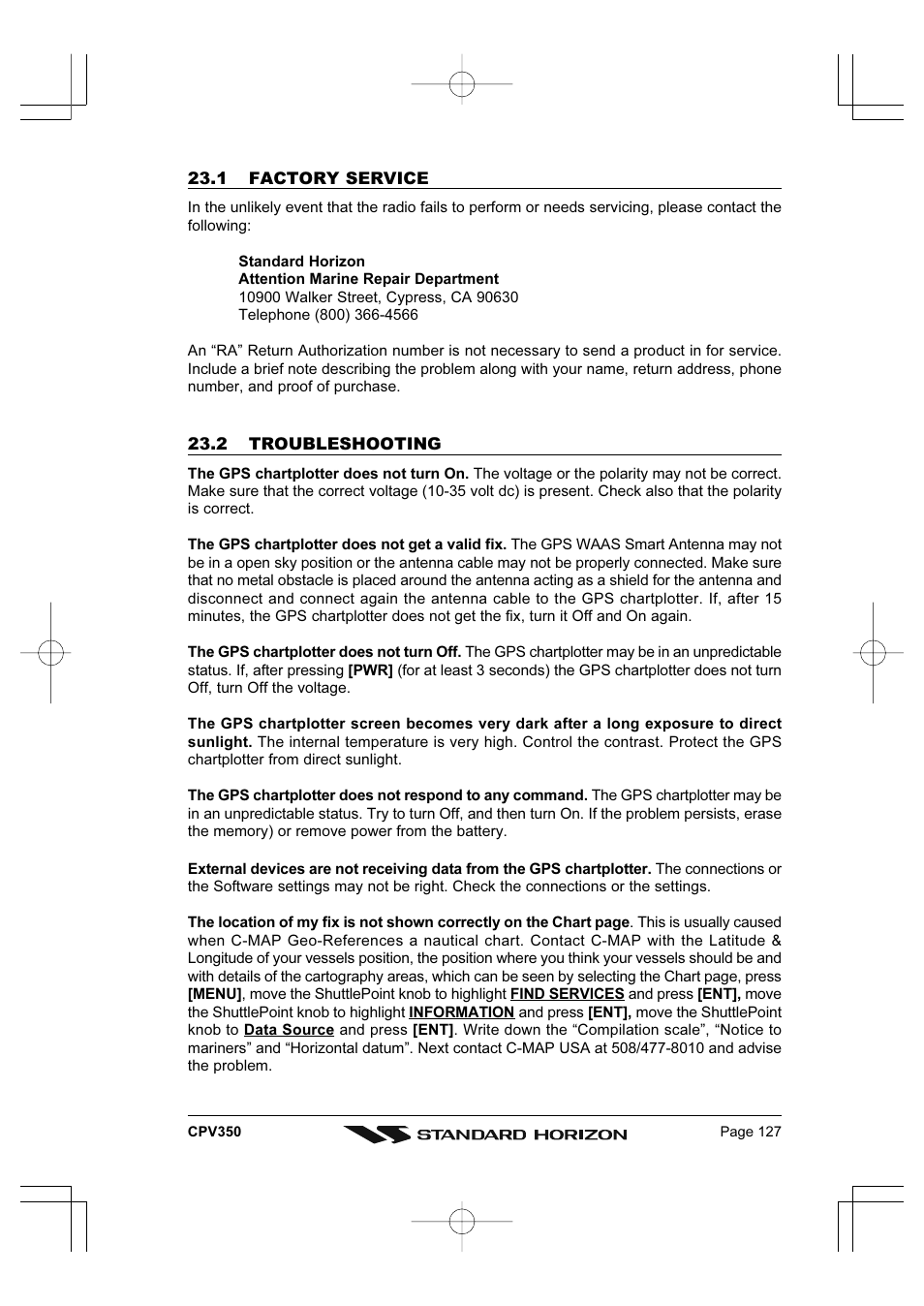 Standard Horizon CPV350 User Manual | Page 127 / 144