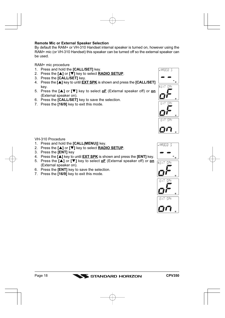 Standard Horizon CPV350 User Manual | Page 18 / 144