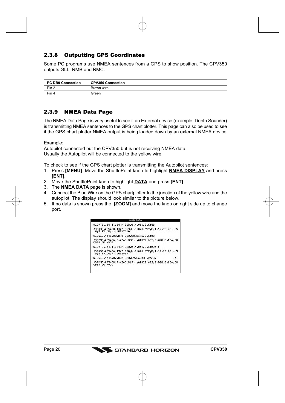Standard Horizon CPV350 User Manual | Page 20 / 144