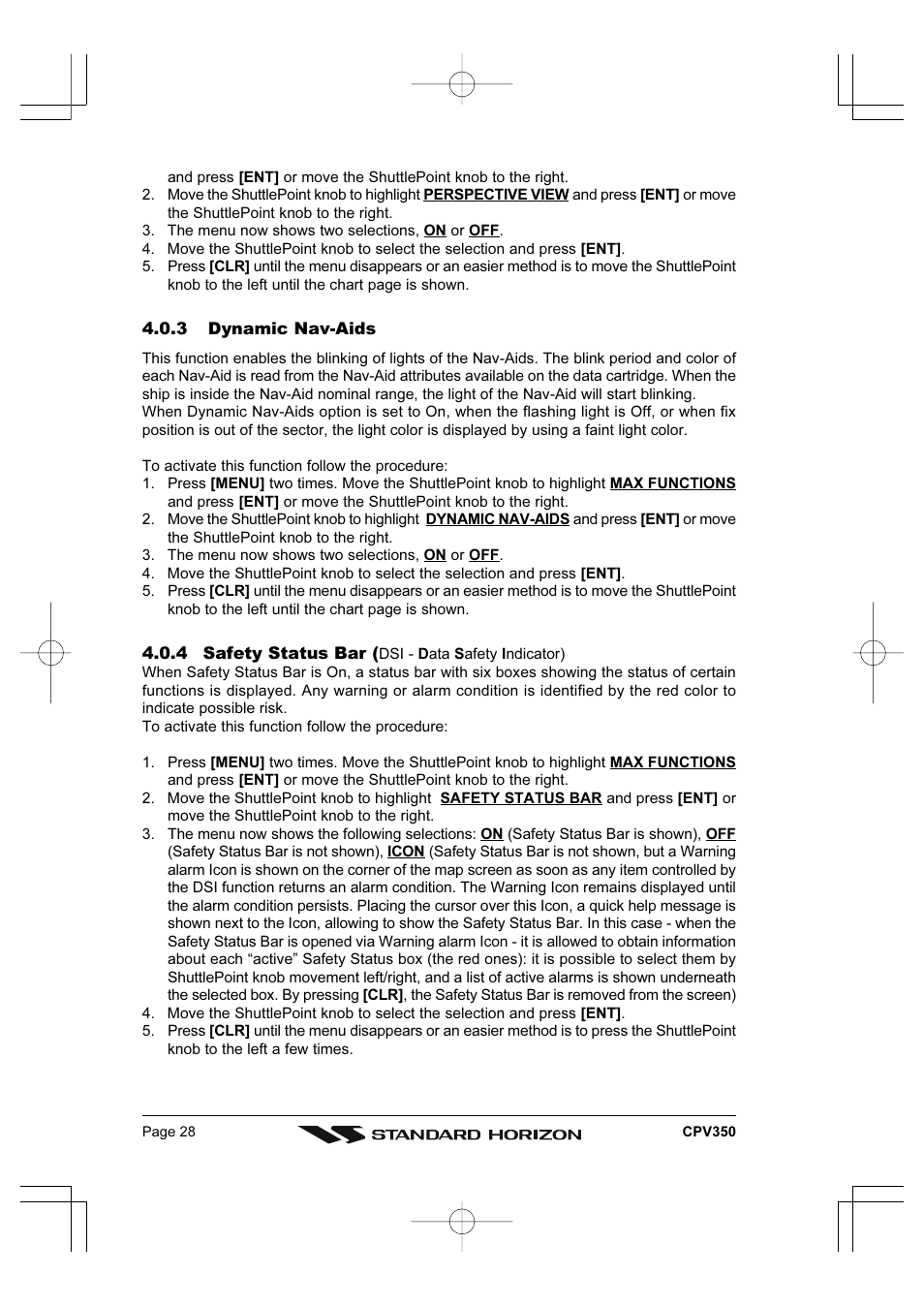 Standard Horizon CPV350 User Manual | Page 28 / 144