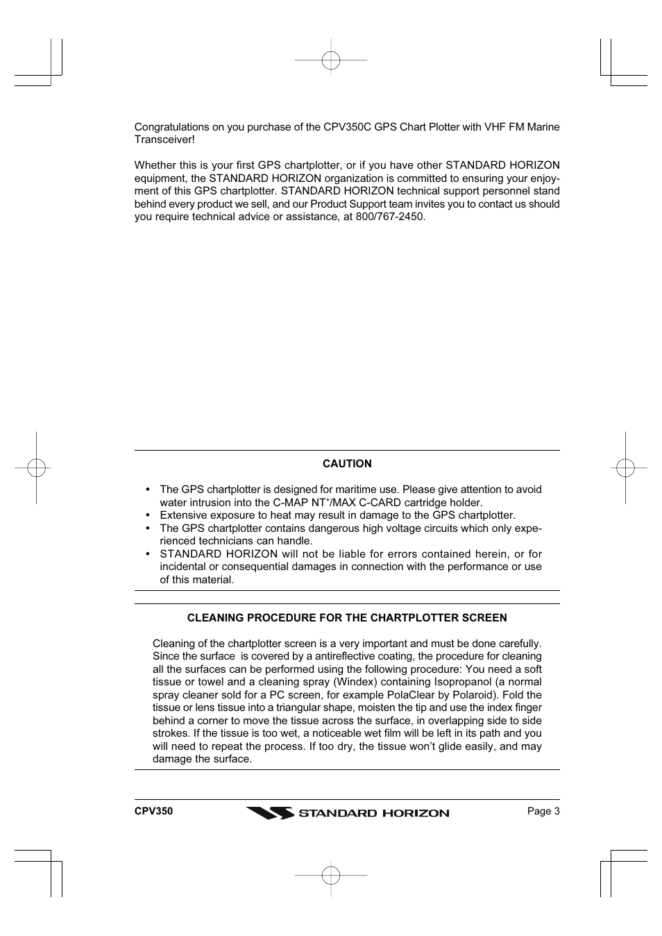 Standard Horizon CPV350 User Manual | Page 3 / 144