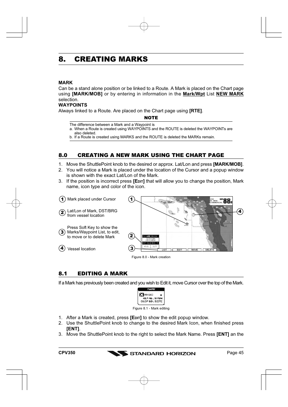 Creating marks | Standard Horizon CPV350 User Manual | Page 45 / 144