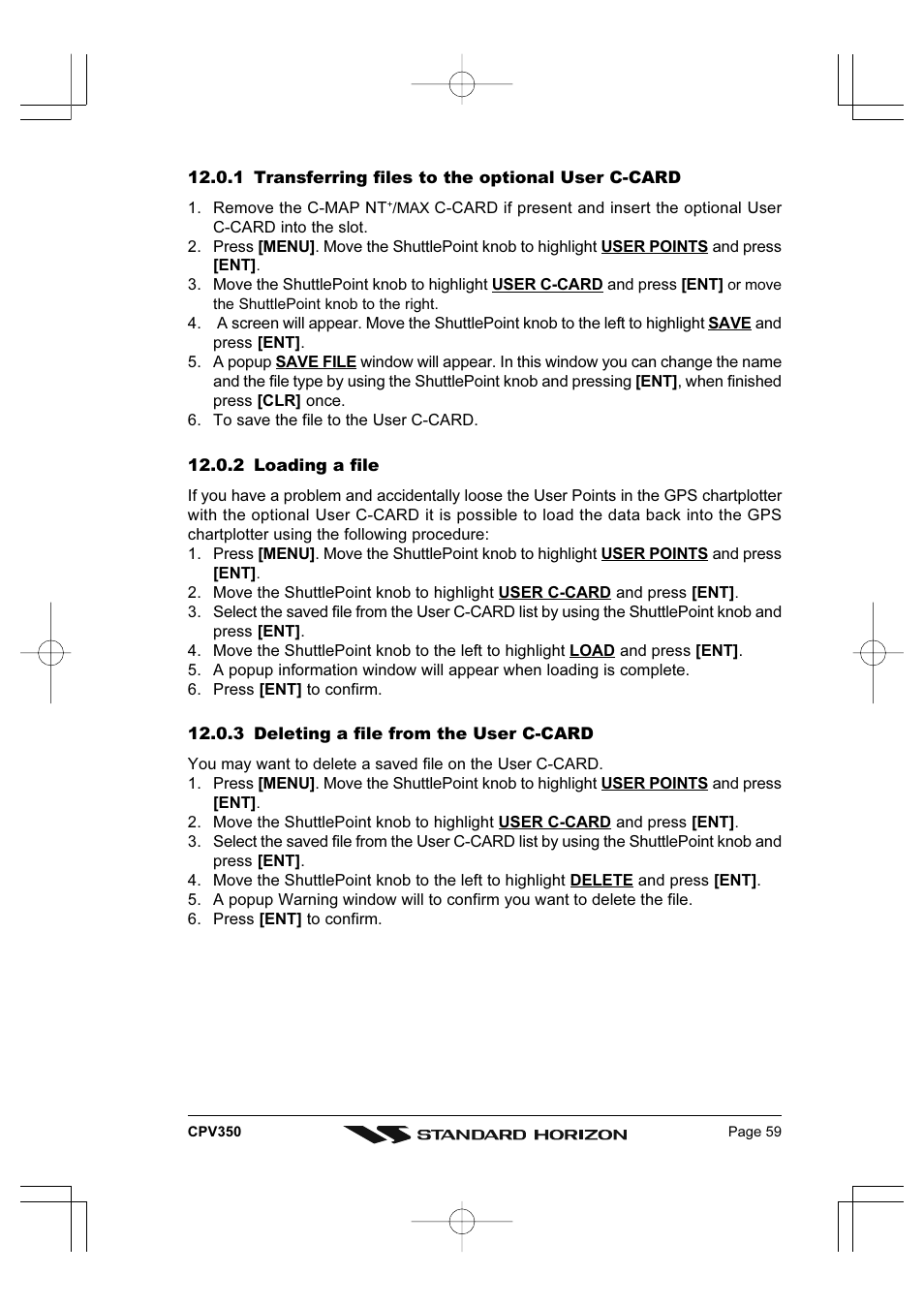 Standard Horizon CPV350 User Manual | Page 59 / 144
