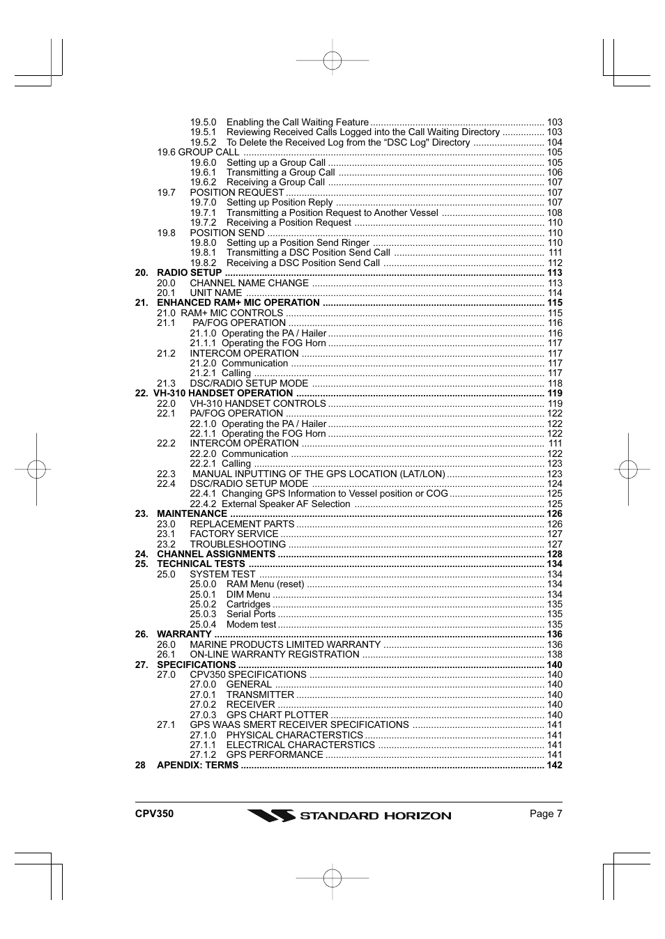 Standard Horizon CPV350 User Manual | Page 7 / 144