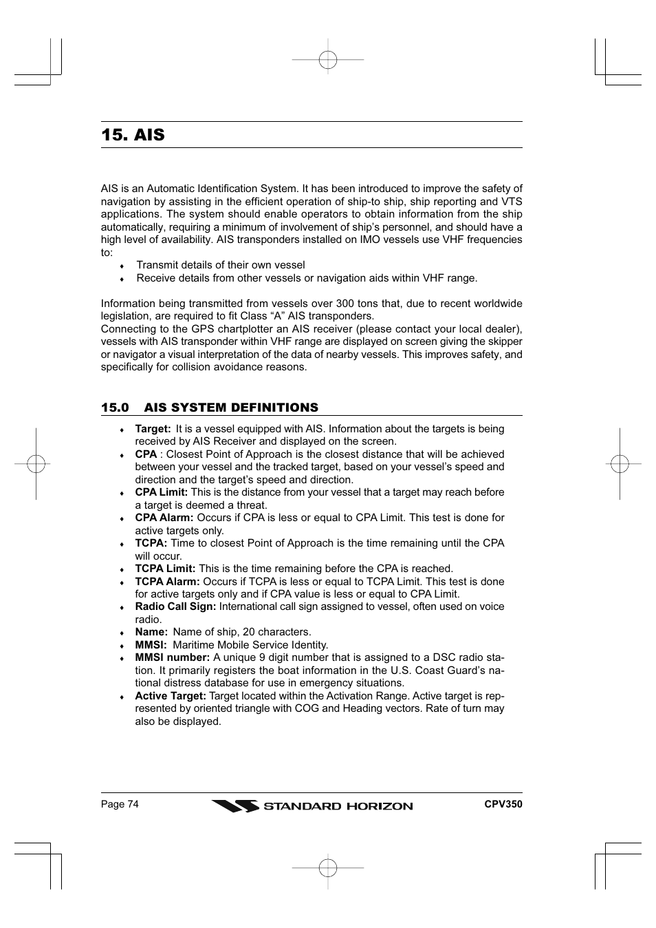 Standard Horizon CPV350 User Manual | Page 74 / 144