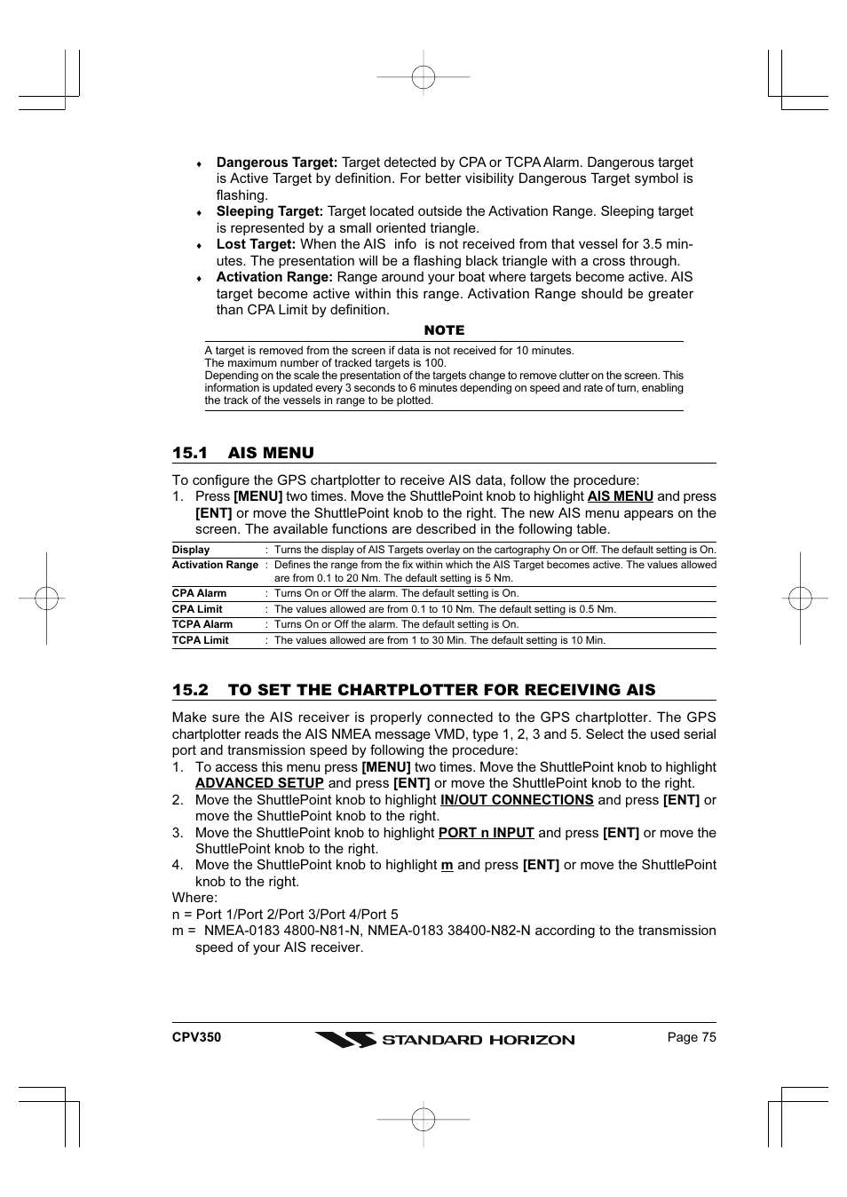 Standard Horizon CPV350 User Manual | Page 75 / 144