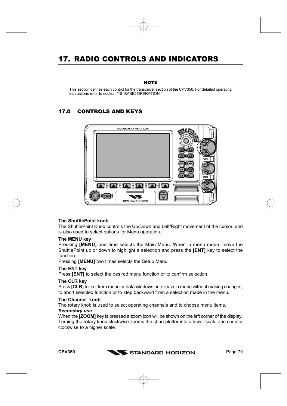 Radio controls and indicators | Standard Horizon CPV350 User Manual | Page 79 / 144