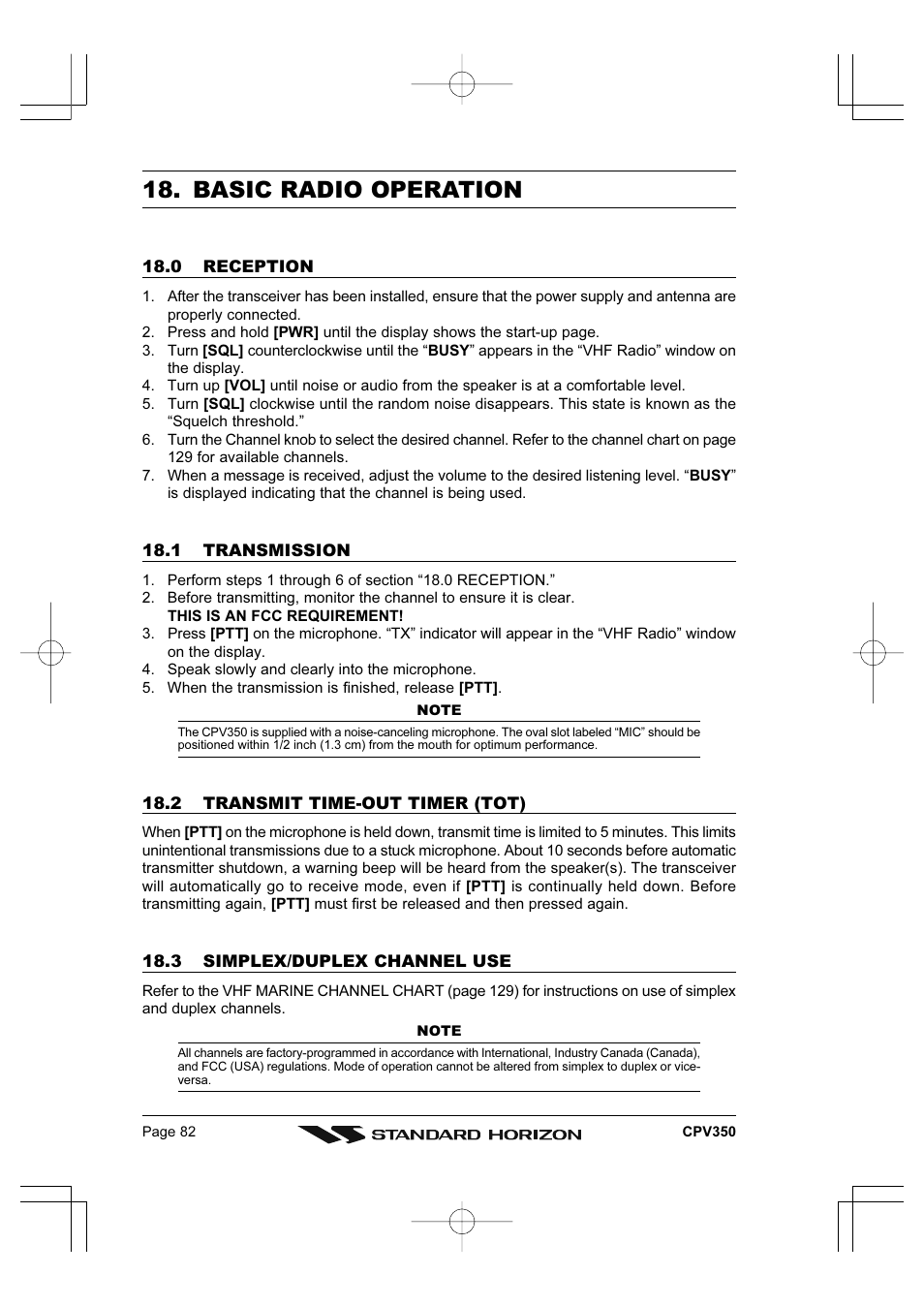Basic radio operation | Standard Horizon CPV350 User Manual | Page 82 / 144