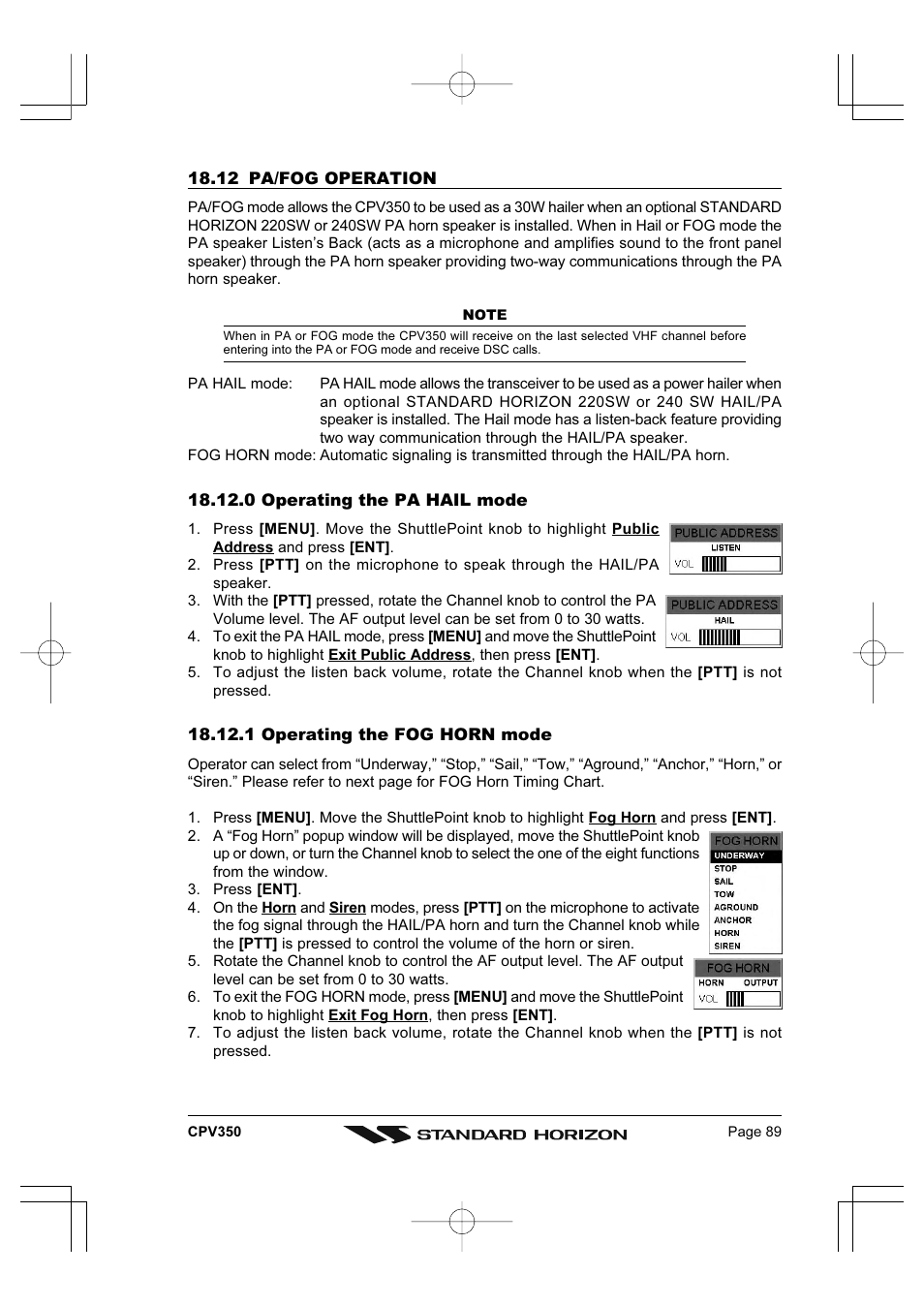 Standard Horizon CPV350 User Manual | Page 89 / 144