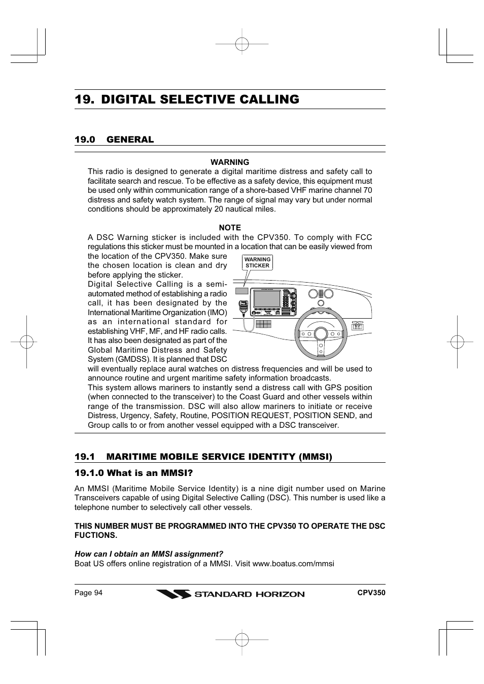 Digital selective calling | Standard Horizon CPV350 User Manual | Page 94 / 144