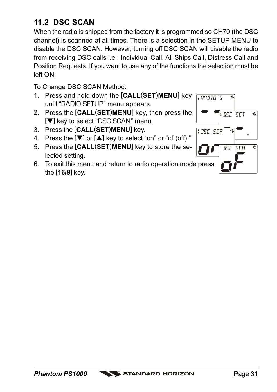 2 dsc scan | Standard Horizon PHANTOM PS1000 User Manual | Page 31 / 68