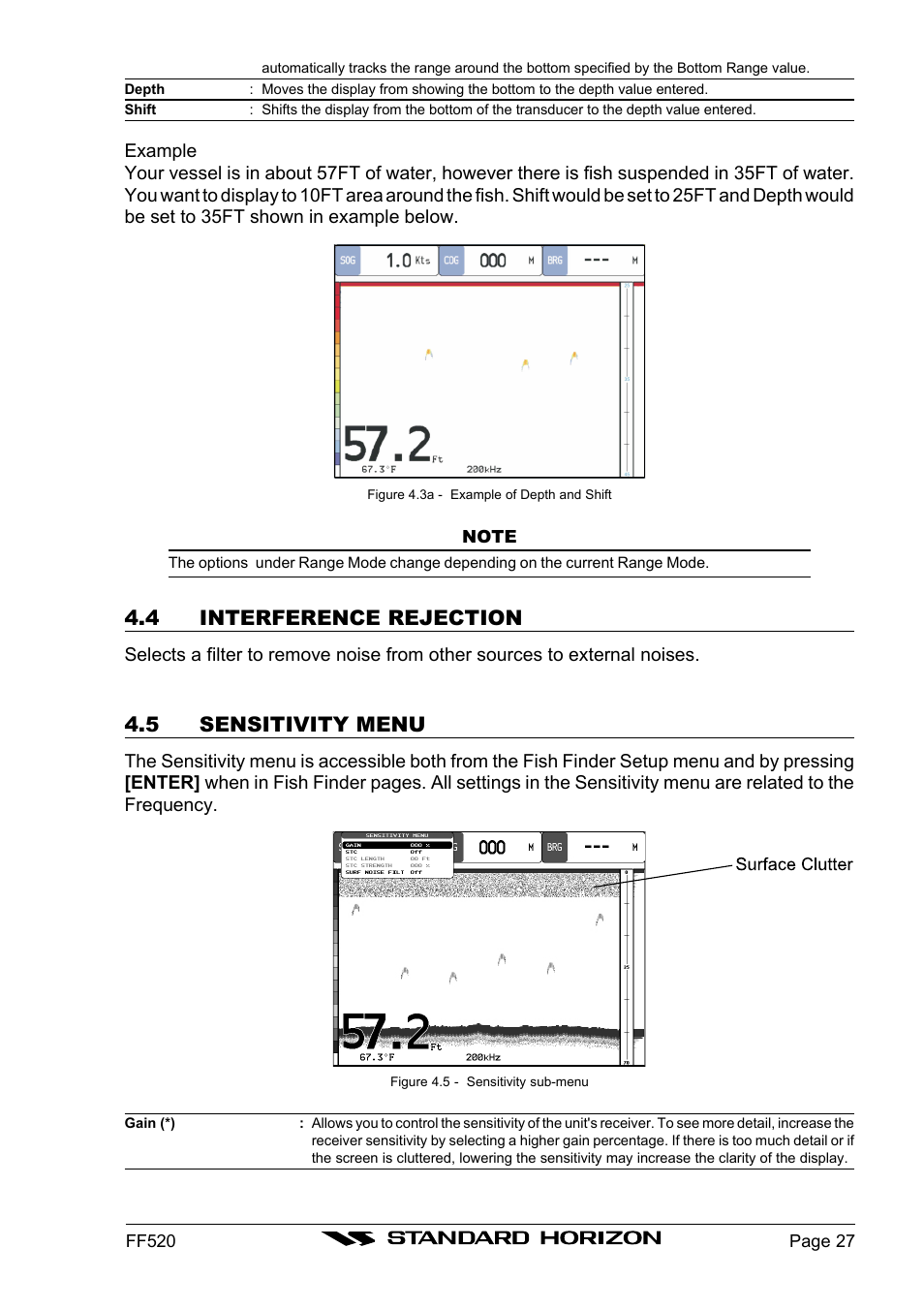 4 interference rejection, 5 sensitivity menu | Standard Horizon Ff520 User Manual | Page 25 / 42