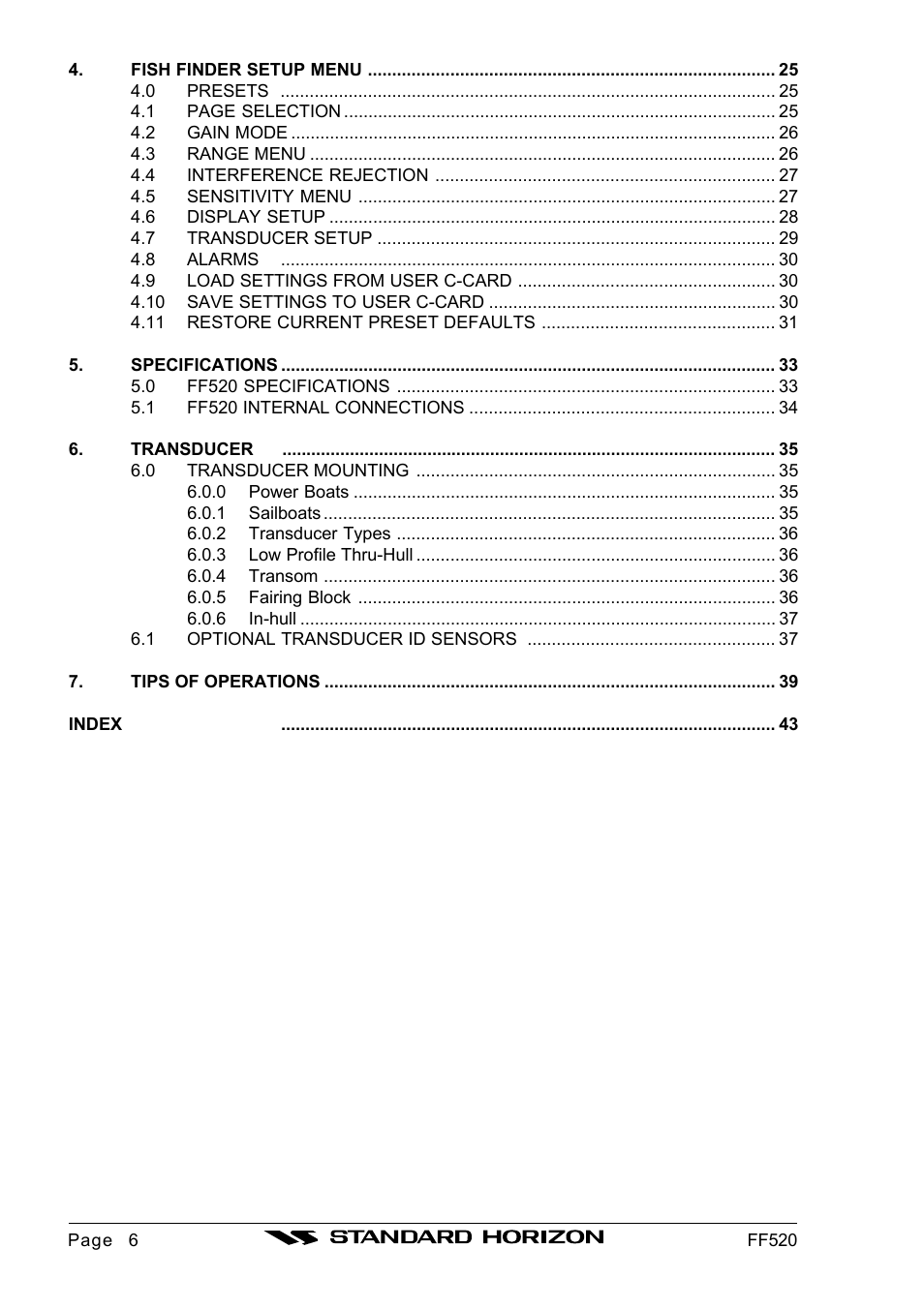 Standard Horizon Ff520 User Manual | Page 4 / 42