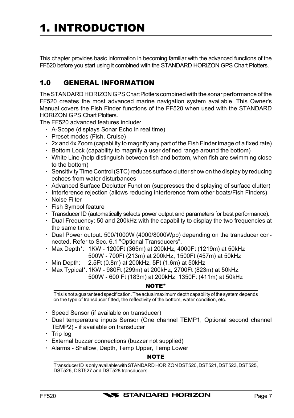 Introduction | Standard Horizon Ff520 User Manual | Page 5 / 42