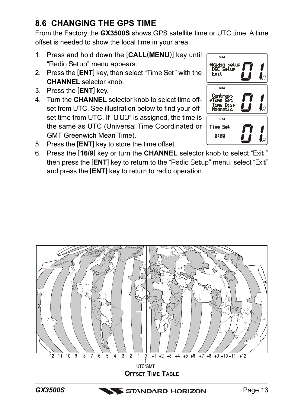 6 changing the gps time | Standard Horizon QUANTUM Series GX3500S User Manual | Page 13 / 88