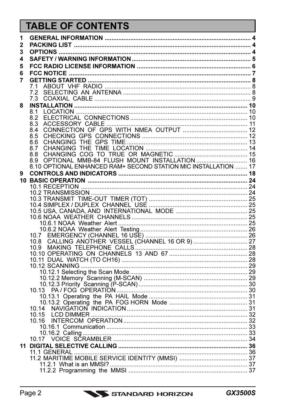 Standard Horizon QUANTUM Series GX3500S User Manual | Page 2 / 88