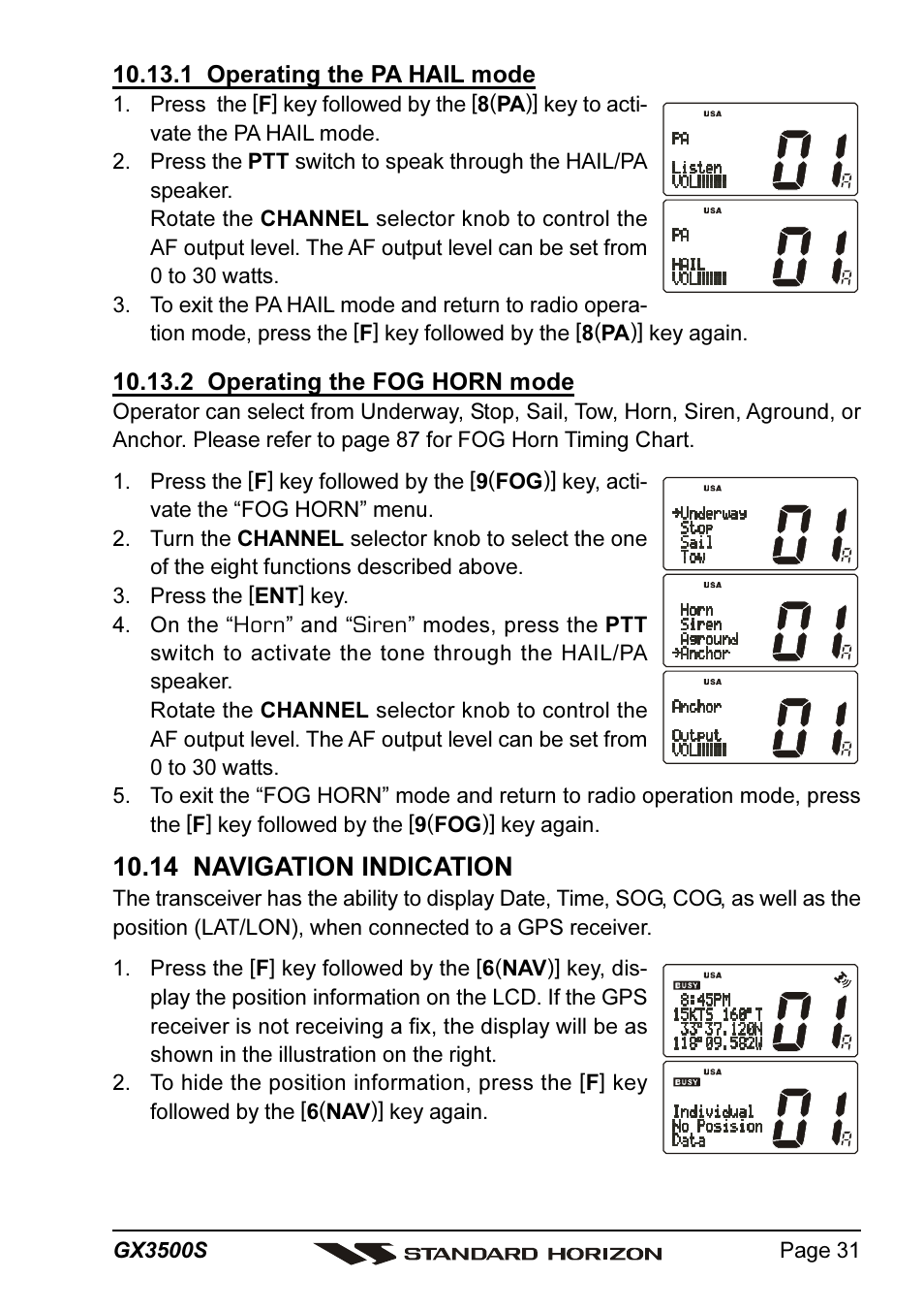 14 navigation indication | Standard Horizon QUANTUM Series GX3500S User Manual | Page 31 / 88