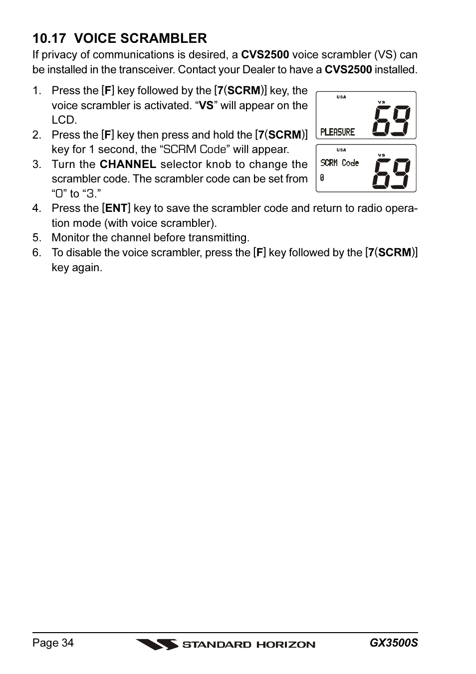17 voice scrambler | Standard Horizon QUANTUM Series GX3500S User Manual | Page 34 / 88