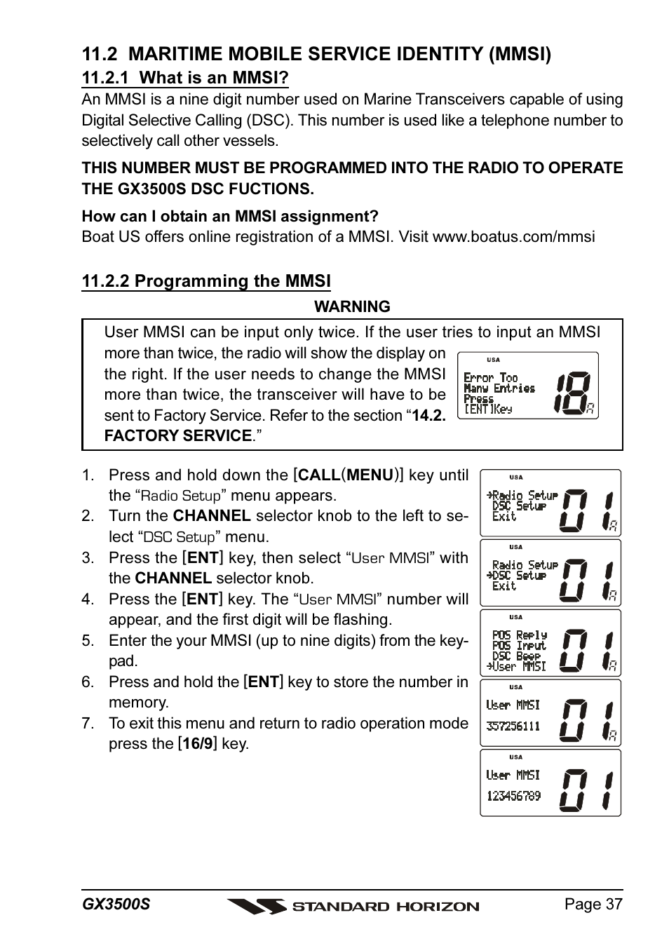 2 maritime mobile service identity (mmsi) | Standard Horizon QUANTUM Series GX3500S User Manual | Page 37 / 88