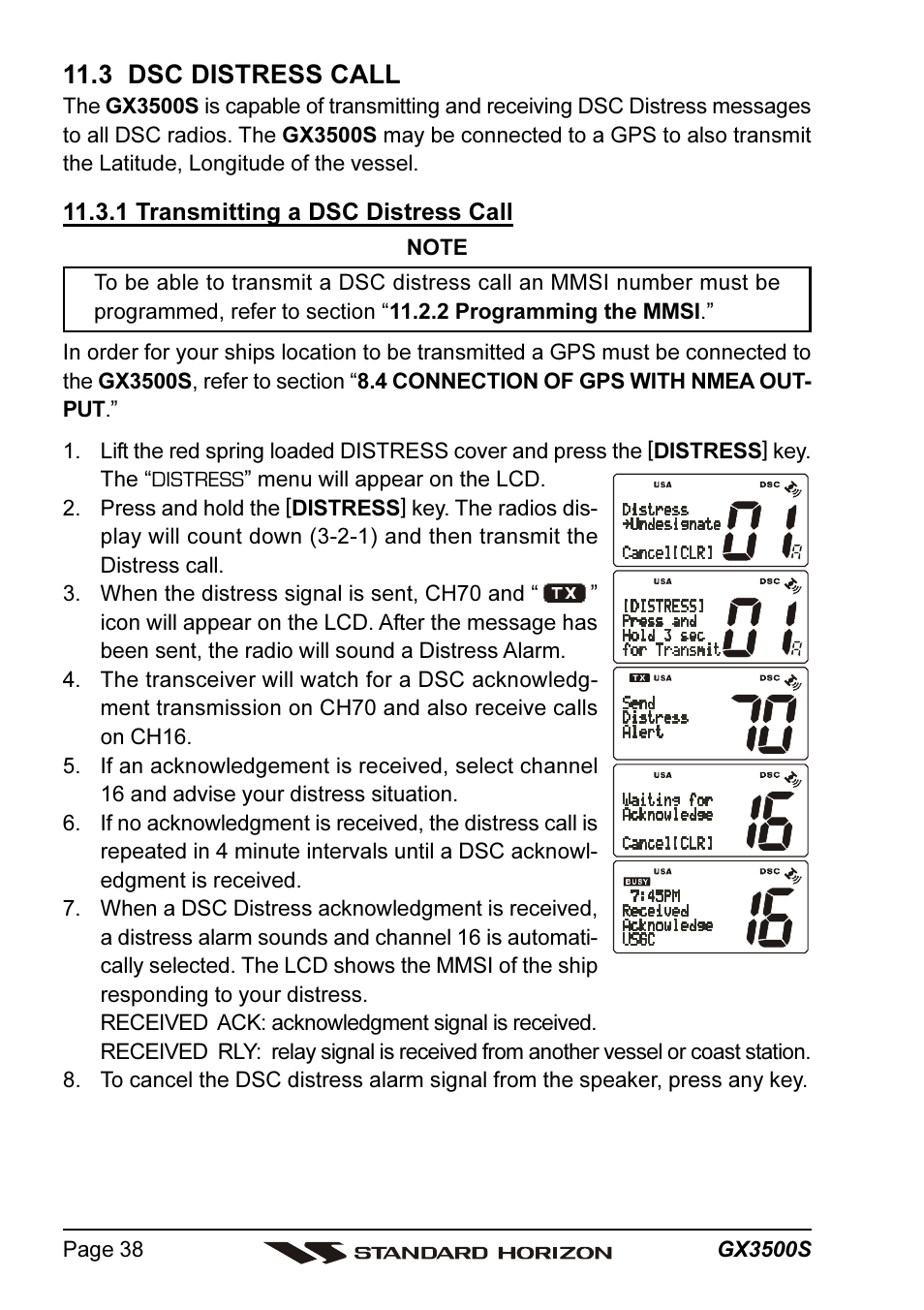 3 dsc distress call | Standard Horizon QUANTUM Series GX3500S User Manual | Page 38 / 88