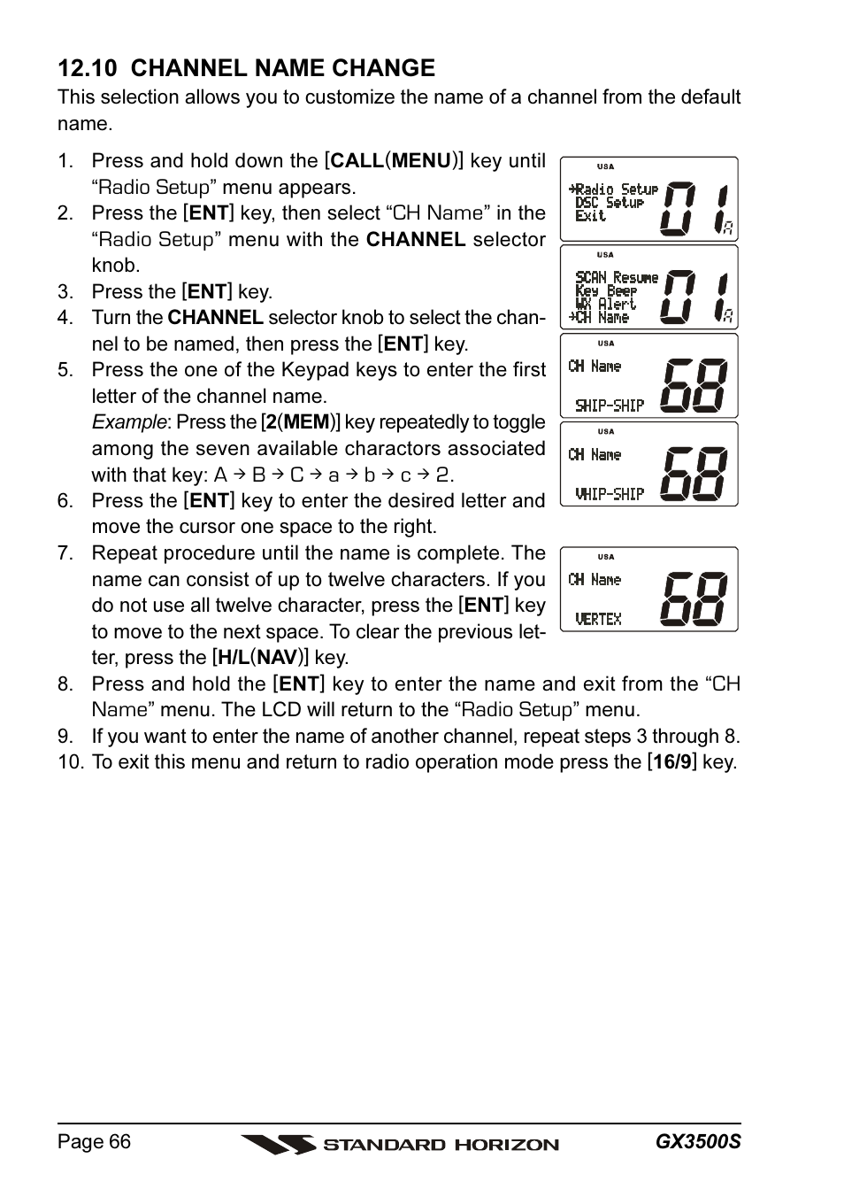 10 channel name change | Standard Horizon QUANTUM Series GX3500S User Manual | Page 66 / 88
