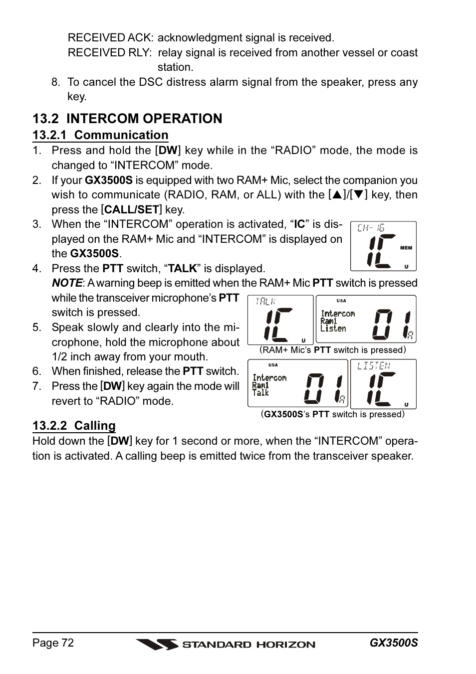 2 intercom operation | Standard Horizon QUANTUM Series GX3500S User Manual | Page 72 / 88