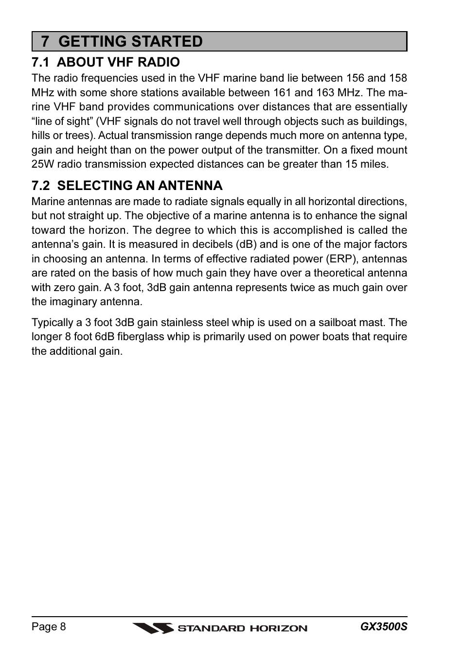 7 getting started | Standard Horizon QUANTUM Series GX3500S User Manual | Page 8 / 88