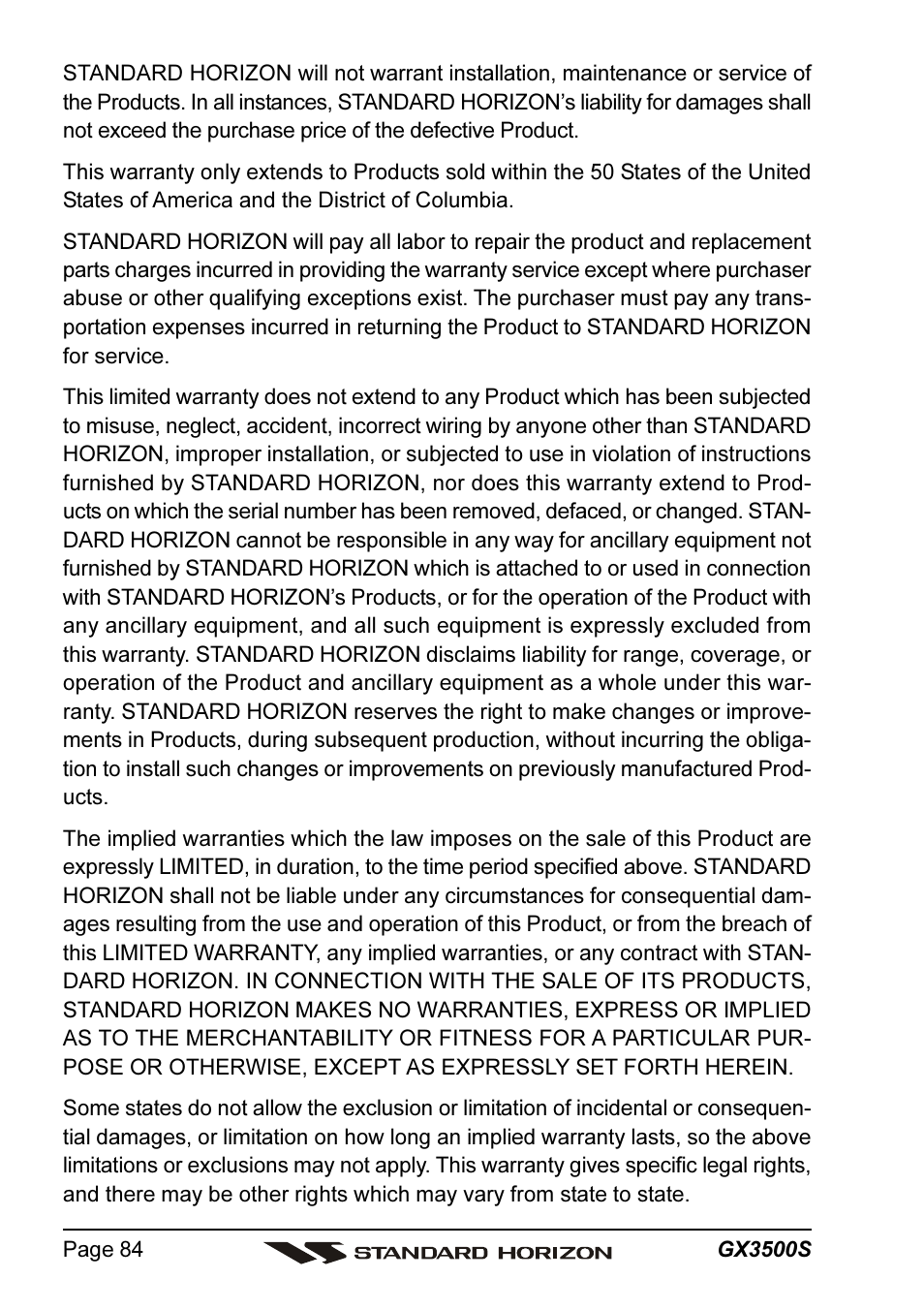 Standard Horizon QUANTUM Series GX3500S User Manual | Page 84 / 88