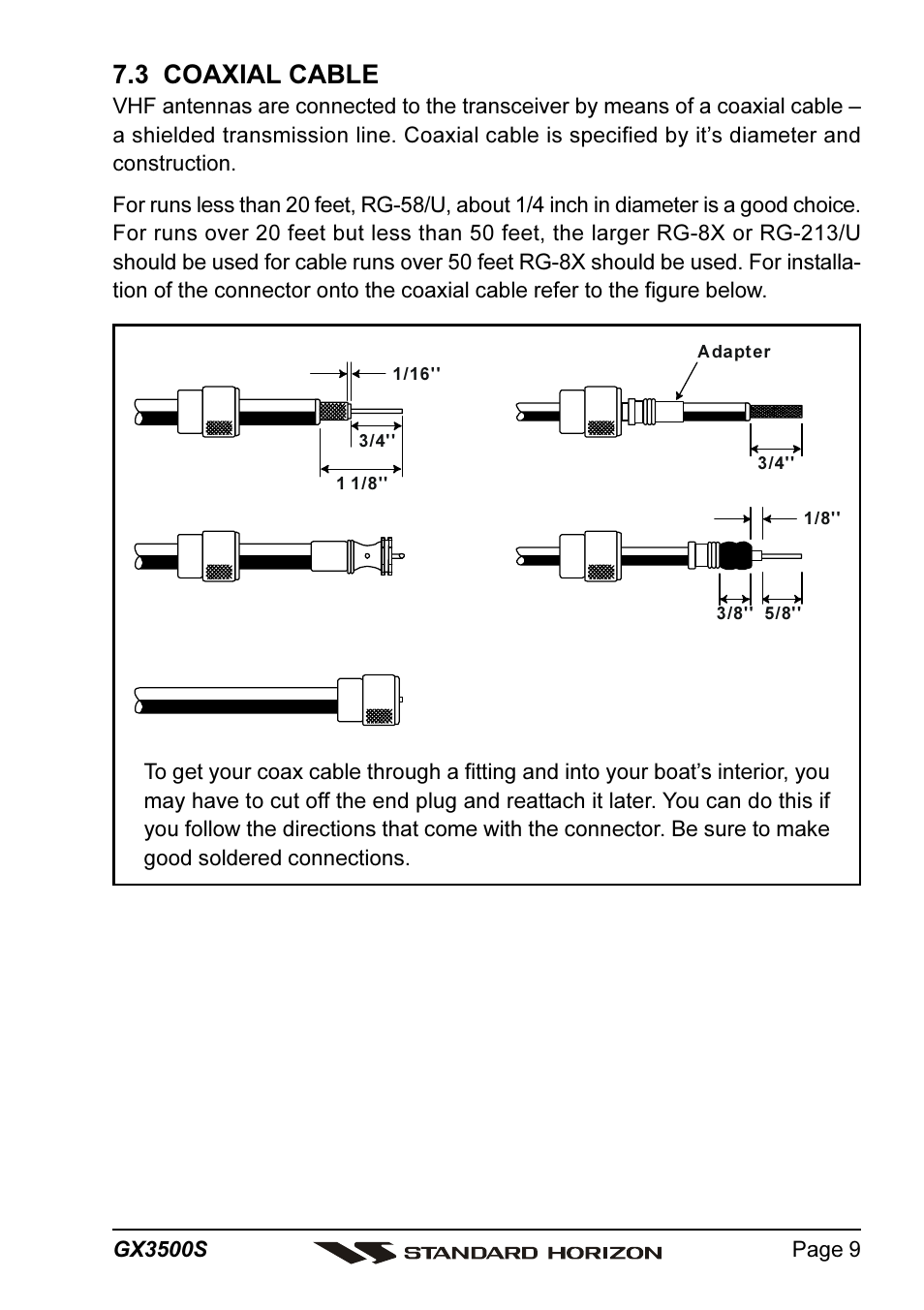 3 coaxial cable | Standard Horizon QUANTUM Series GX3500S User Manual | Page 9 / 88