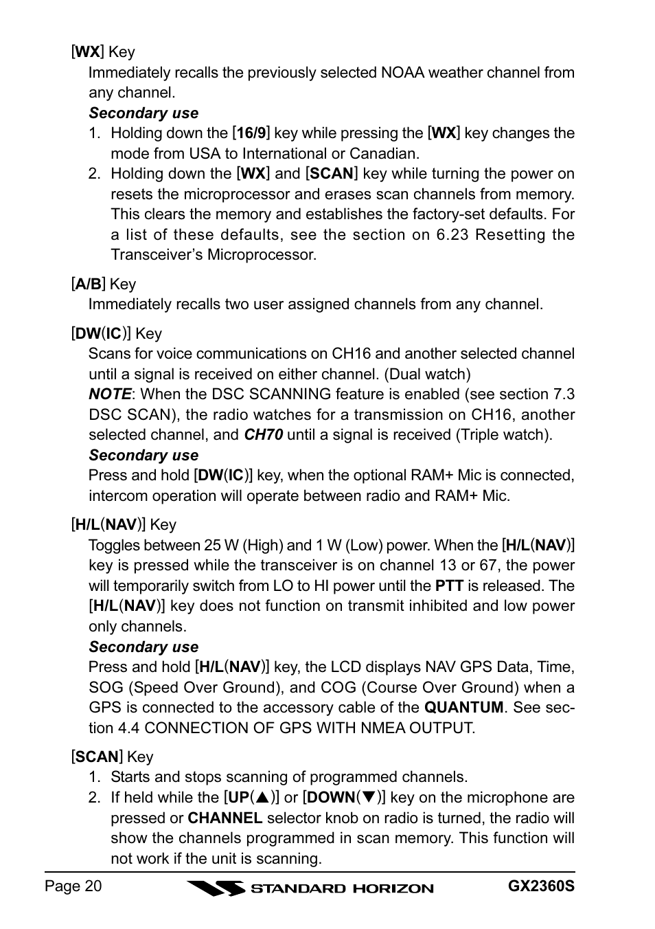 Standard Horizon QUANTUM GX2360S User Manual | Page 20 / 76