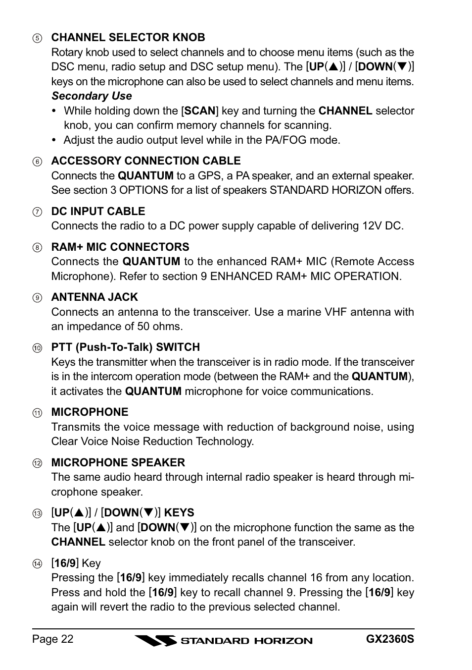 Standard Horizon QUANTUM GX2360S User Manual | Page 22 / 76