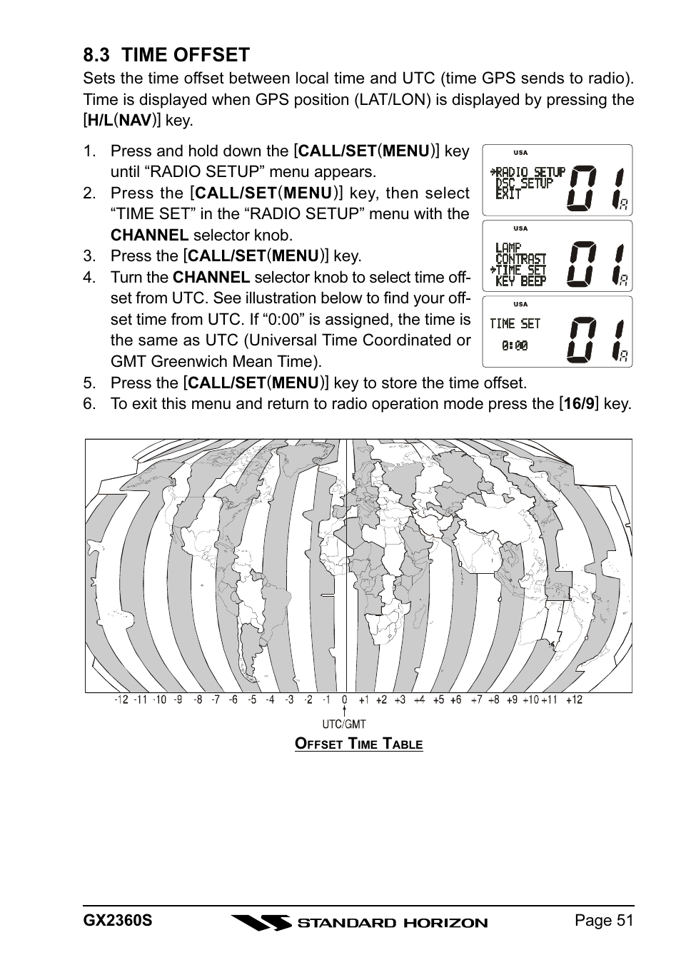 3 time offset | Standard Horizon QUANTUM GX2360S User Manual | Page 51 / 76