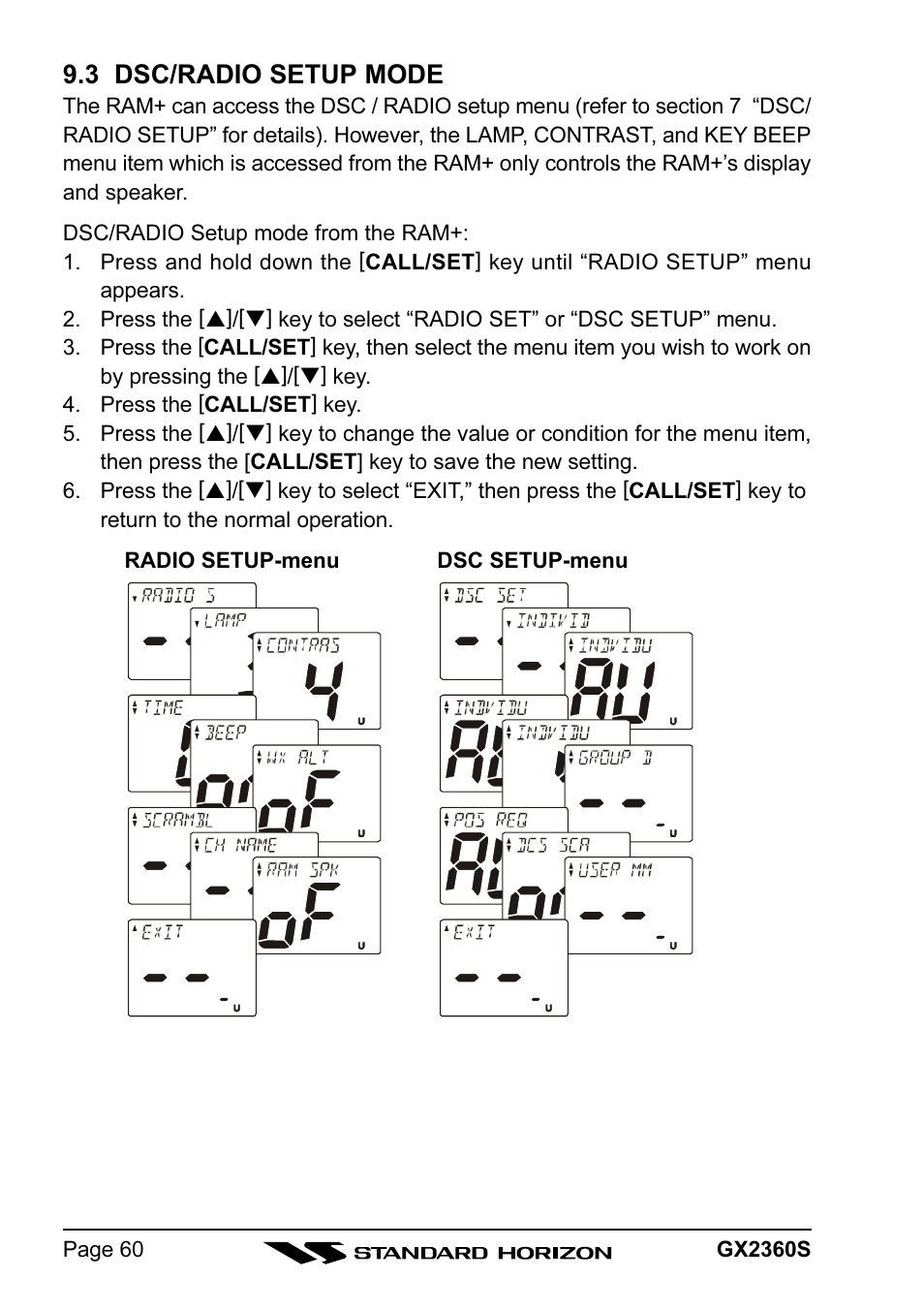 3 dsc/radio setup mode | Standard Horizon QUANTUM GX2360S User Manual | Page 60 / 76