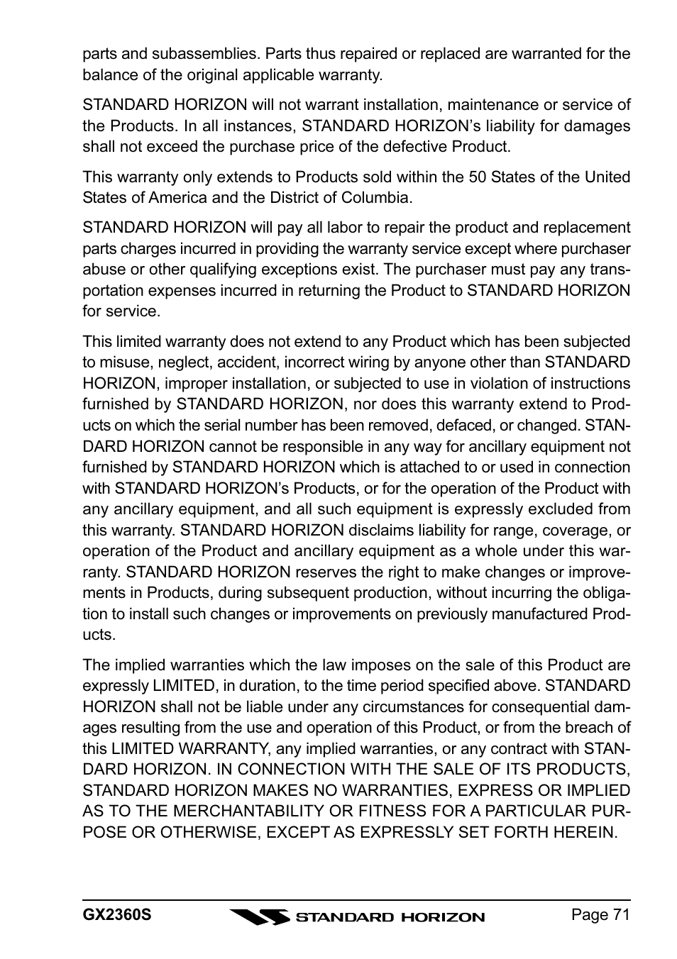 Standard Horizon QUANTUM GX2360S User Manual | Page 71 / 76